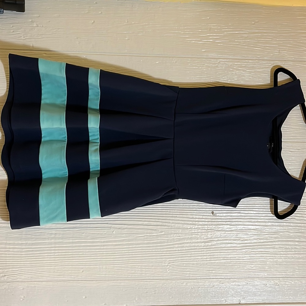 Navy blue and stripe dress